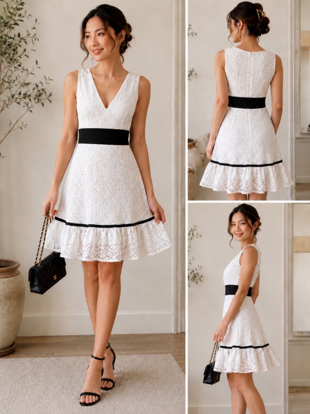 Elegant Nha Khanh White Lace Cocktail Dress – Size 2